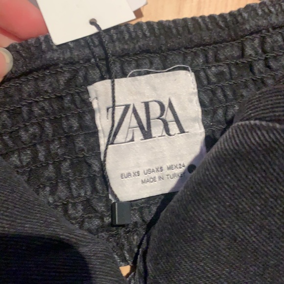 Zara | Studded Denim Cutout Crop Top Size XS black - Picture 5 of 6